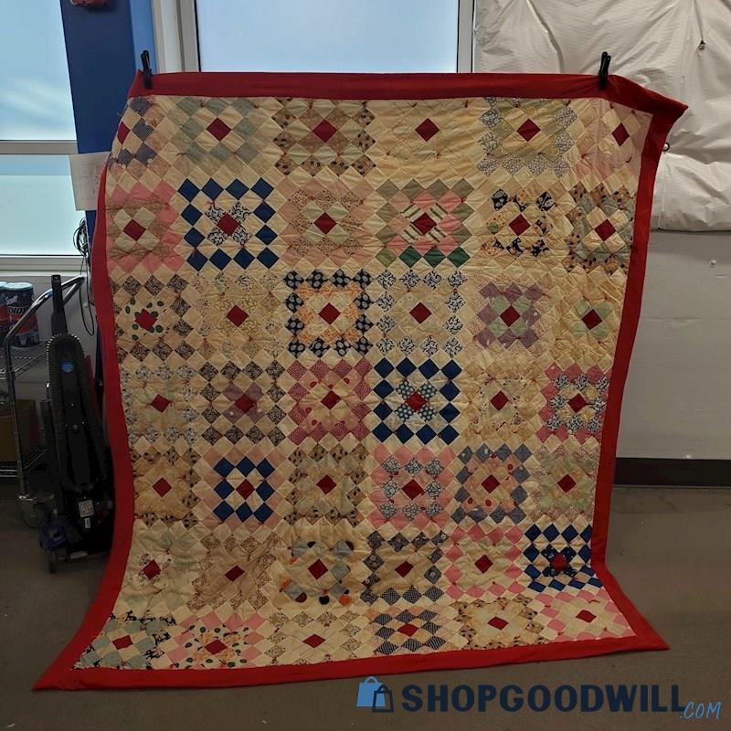 Decorative Machine Stitched Diamond Pattern Floral + Quilt 87 