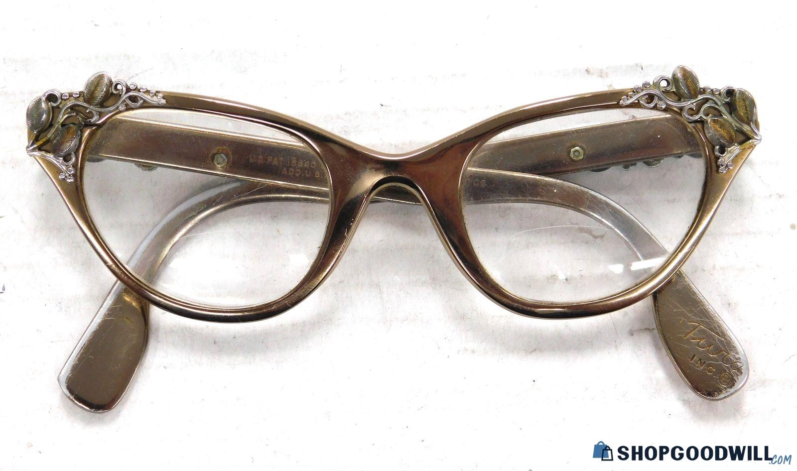 Vintage Tura Cat Eye Metal Gold Tone Eyeglasses 9806