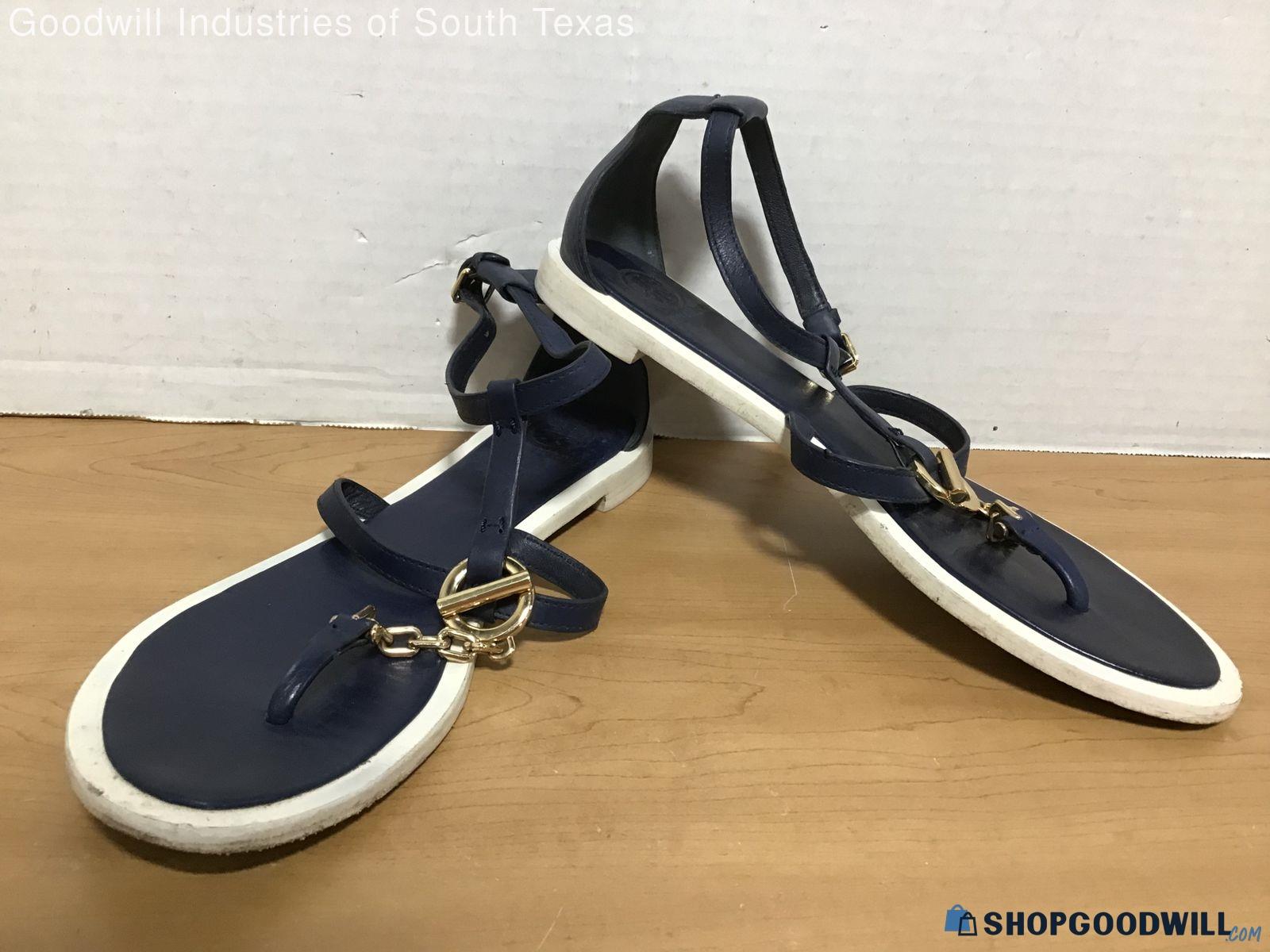 Tory Burch Women's Blue White Sandals Sz 9m - shopgoodwill.com