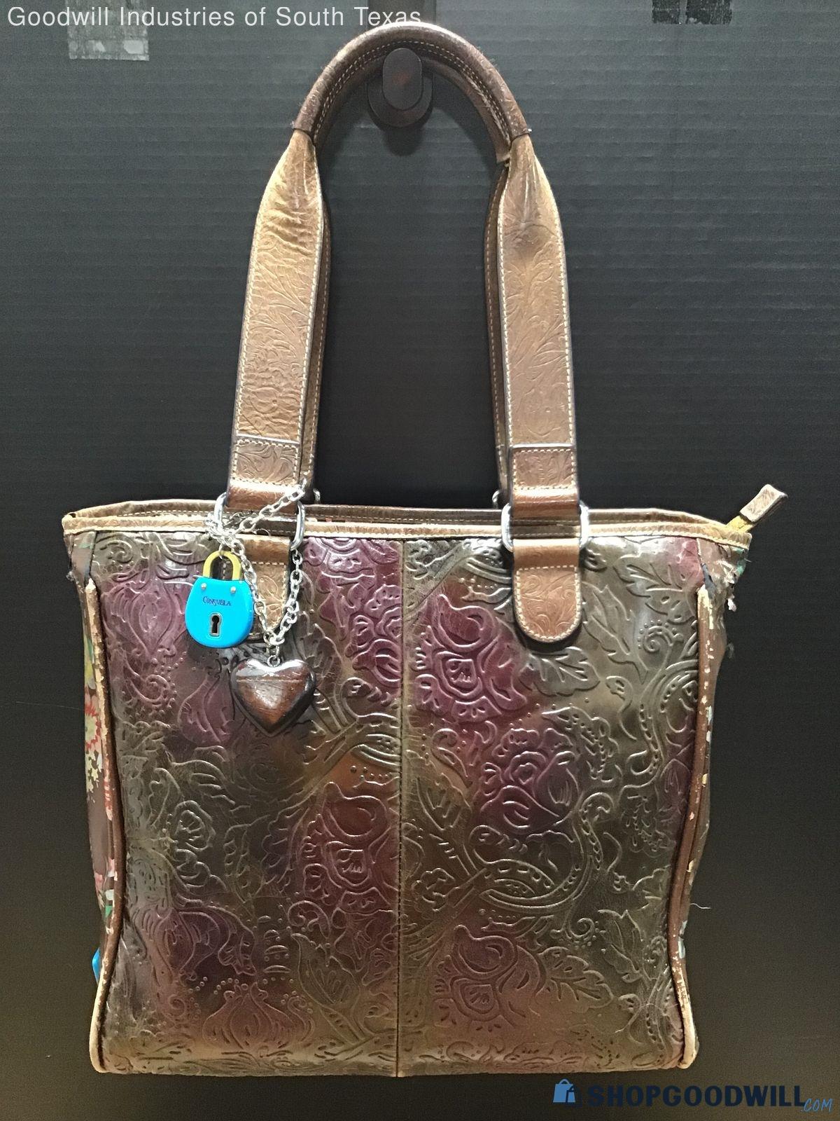 Consuela Brown Floral Tote Bag - shopgoodwill.com