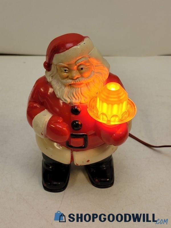 Vintage Royal Santa Claus Holding Light Hard Plastic Christmas Figure ...