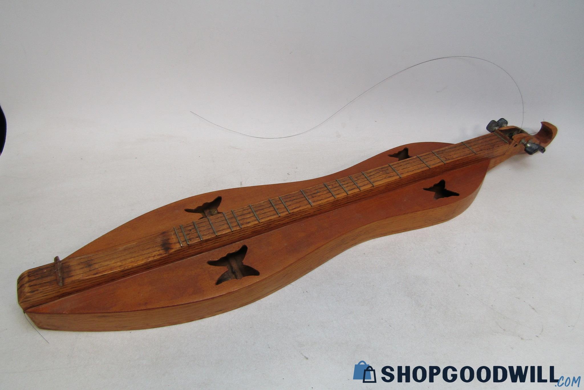 Vintage Wooden Dulcimer with Butterfly Design - shopgoodwill.com