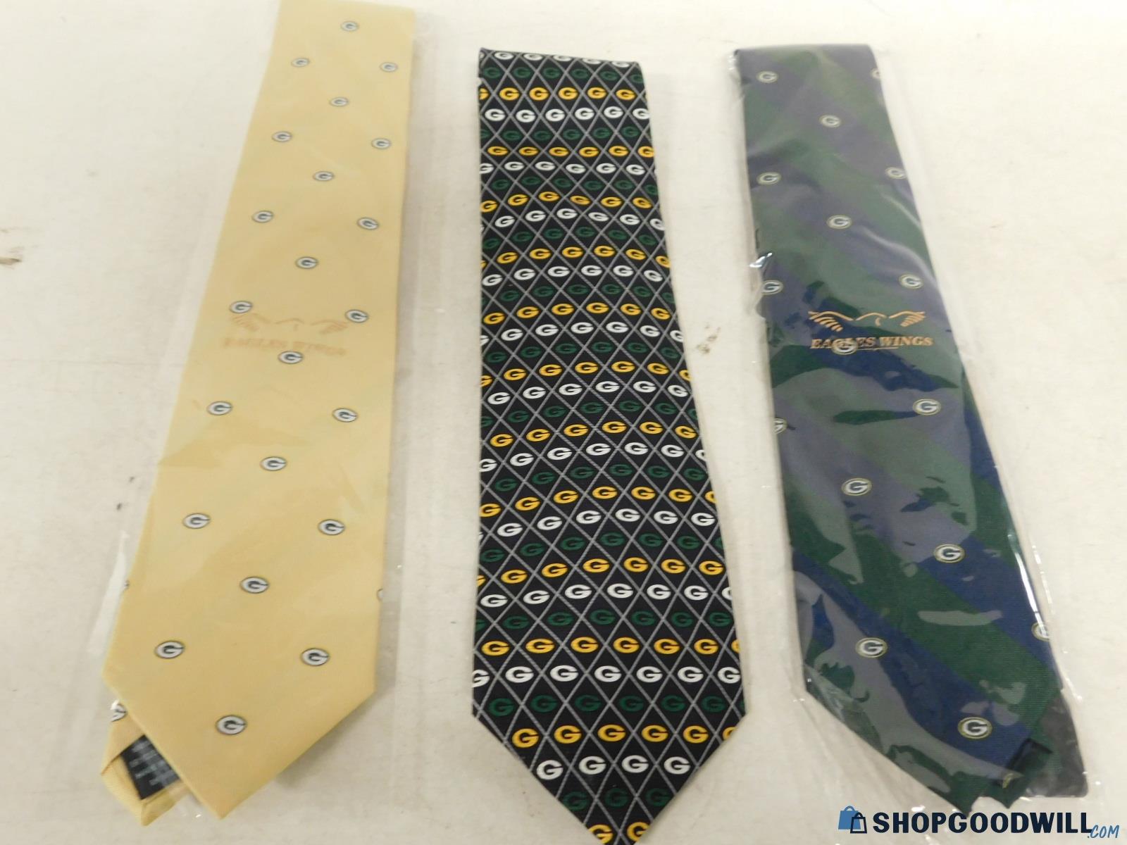 3 NWT Green Bay Packers Silk Ties - shopgoodwill.com