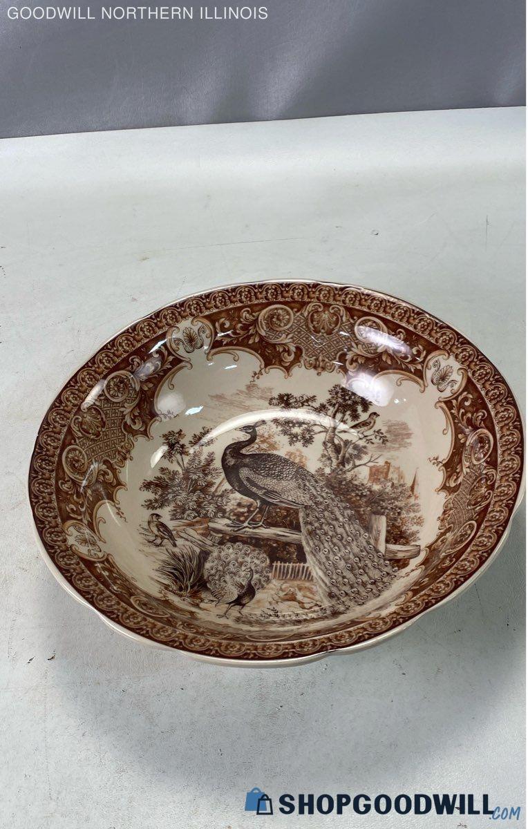 Vintage Lion Of Bohemia Transferware Peacock Birds Serving Bowl ...