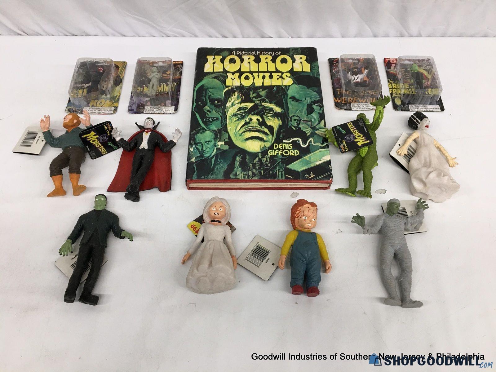 VTG POP CULTURE MOVIE MONSTERS TOY LOT & HISTORY OF HORROR MOVIES BOOK ...