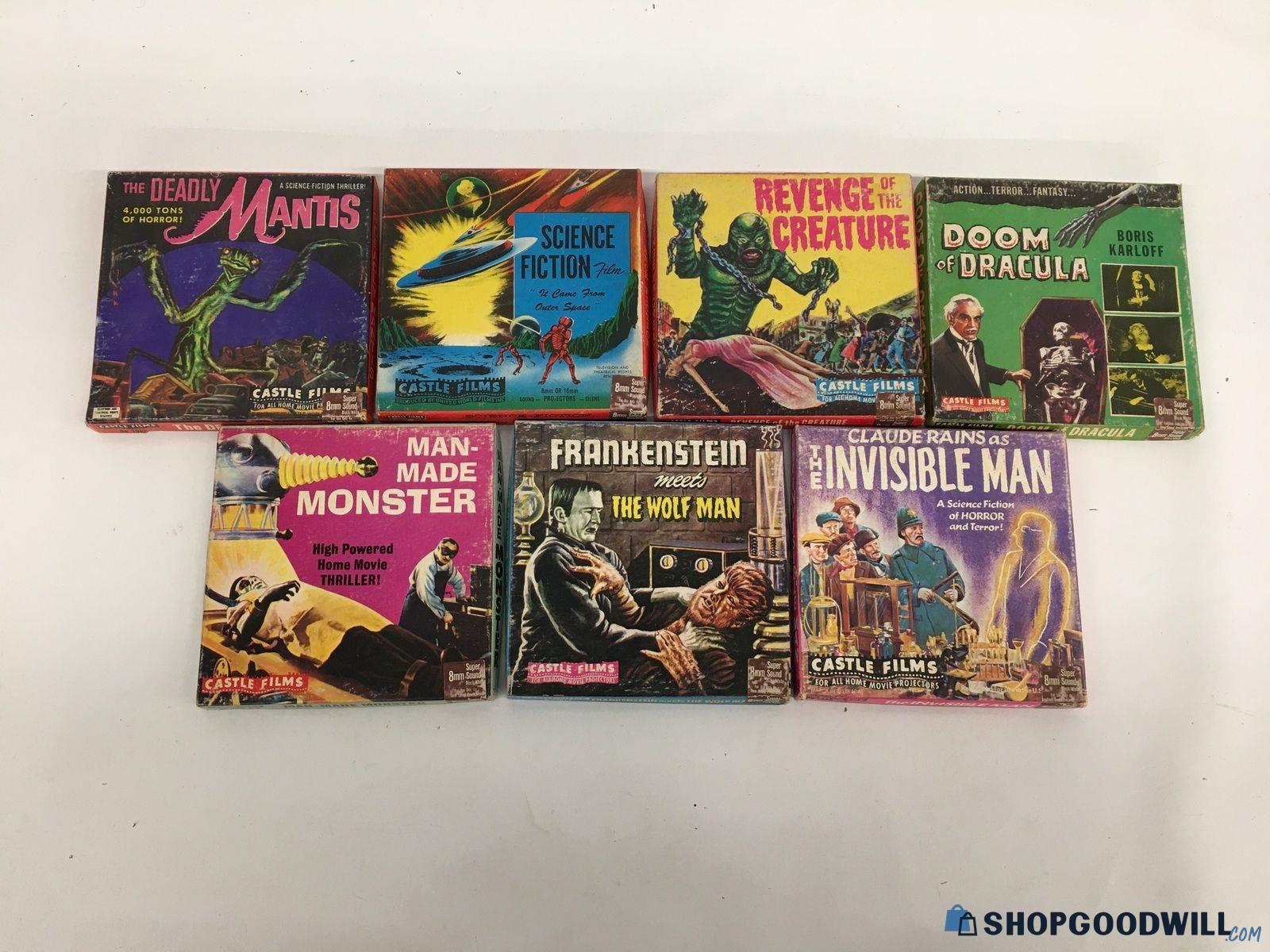 Vtg Horror And Sci Fi Castle Films 8mm Films In Original Boxes Assorted 7 Pc Lot 7529