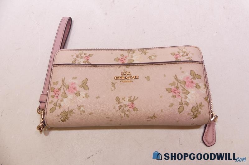 Authentic Coach Light Pink Floral Leather Wallet - shopgoodwill.com