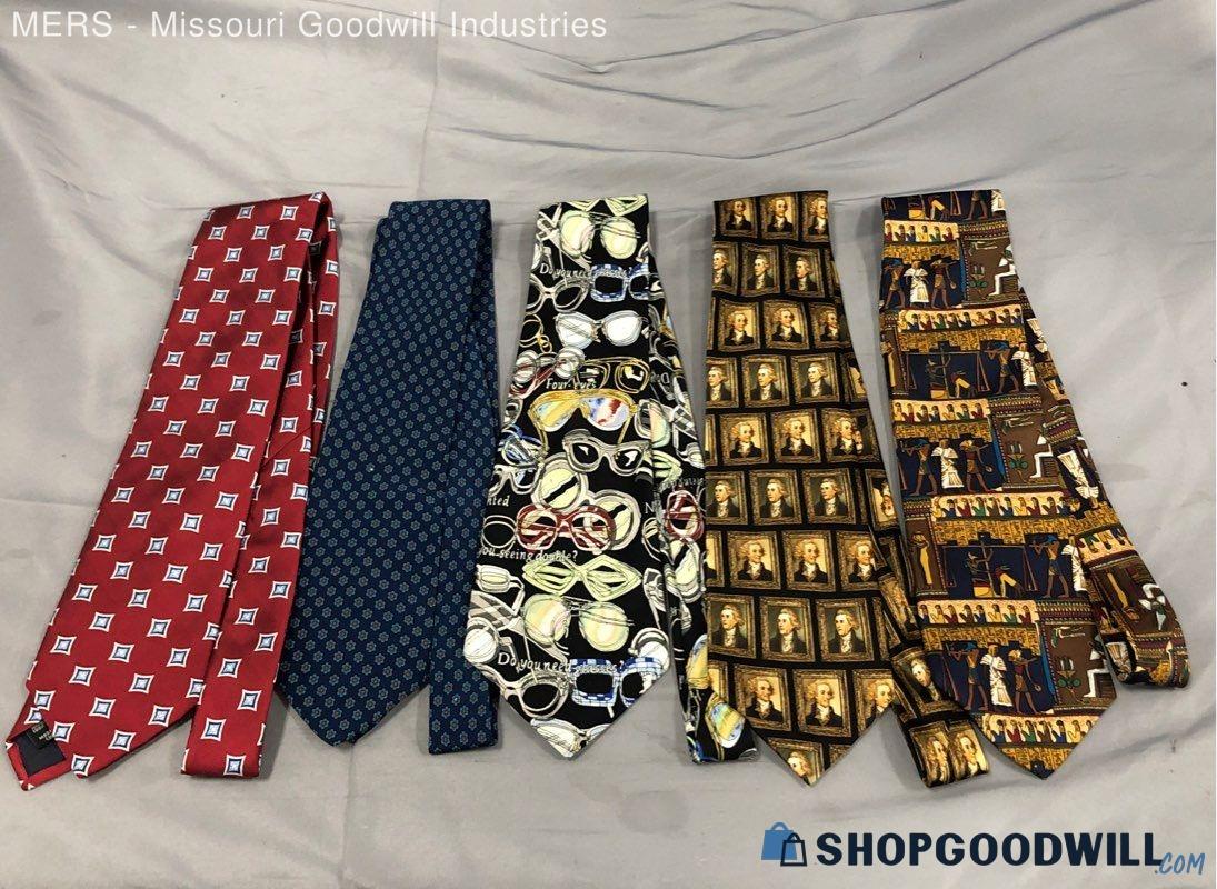 Lot Of 5 Designer Multi-pattern Multicolor Neck Ties - Size O/s ...