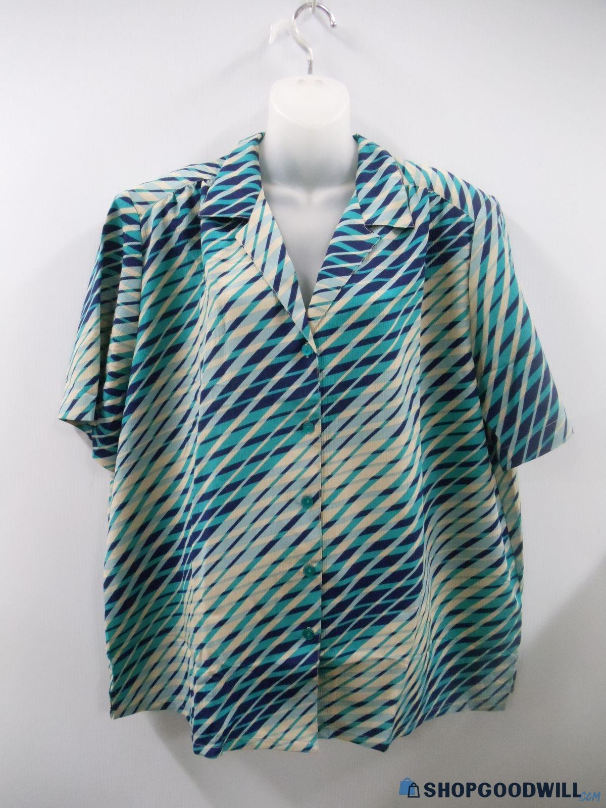 NWT Women's 2X Plus Size SS Donnkenny Classics Blue Blouse Top ...