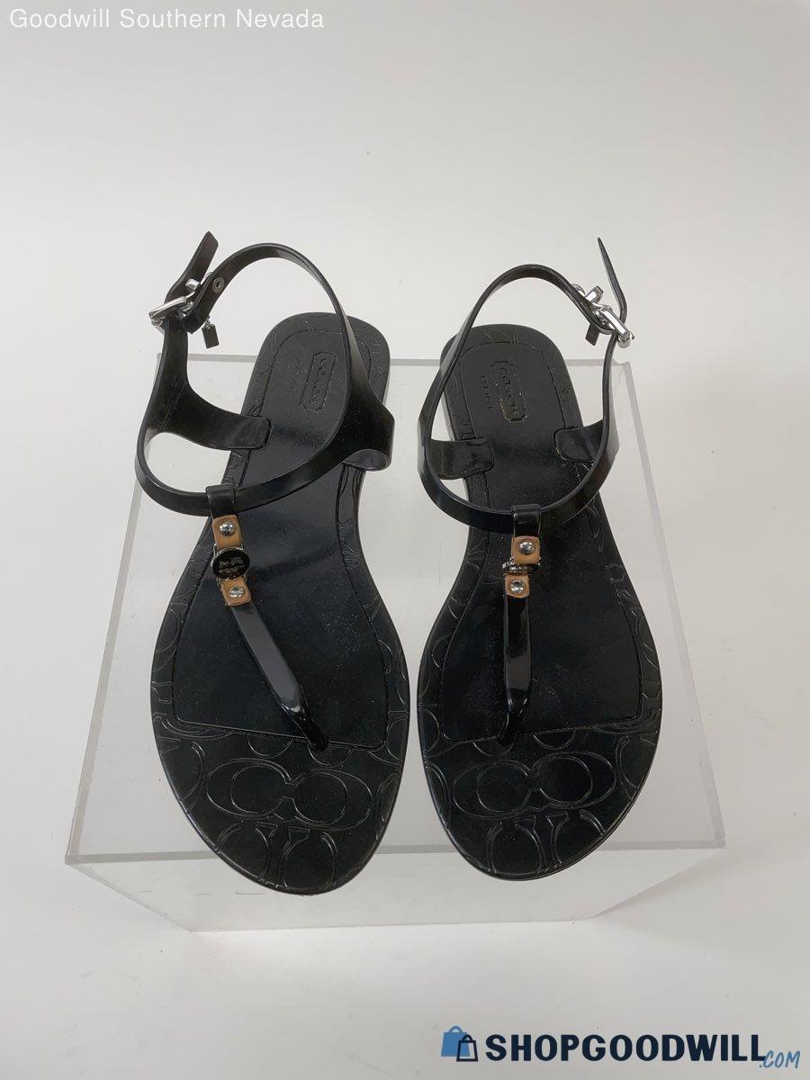 Coach Women's Black T-strap Sandals - Size 7b | ShopGoodwill.com