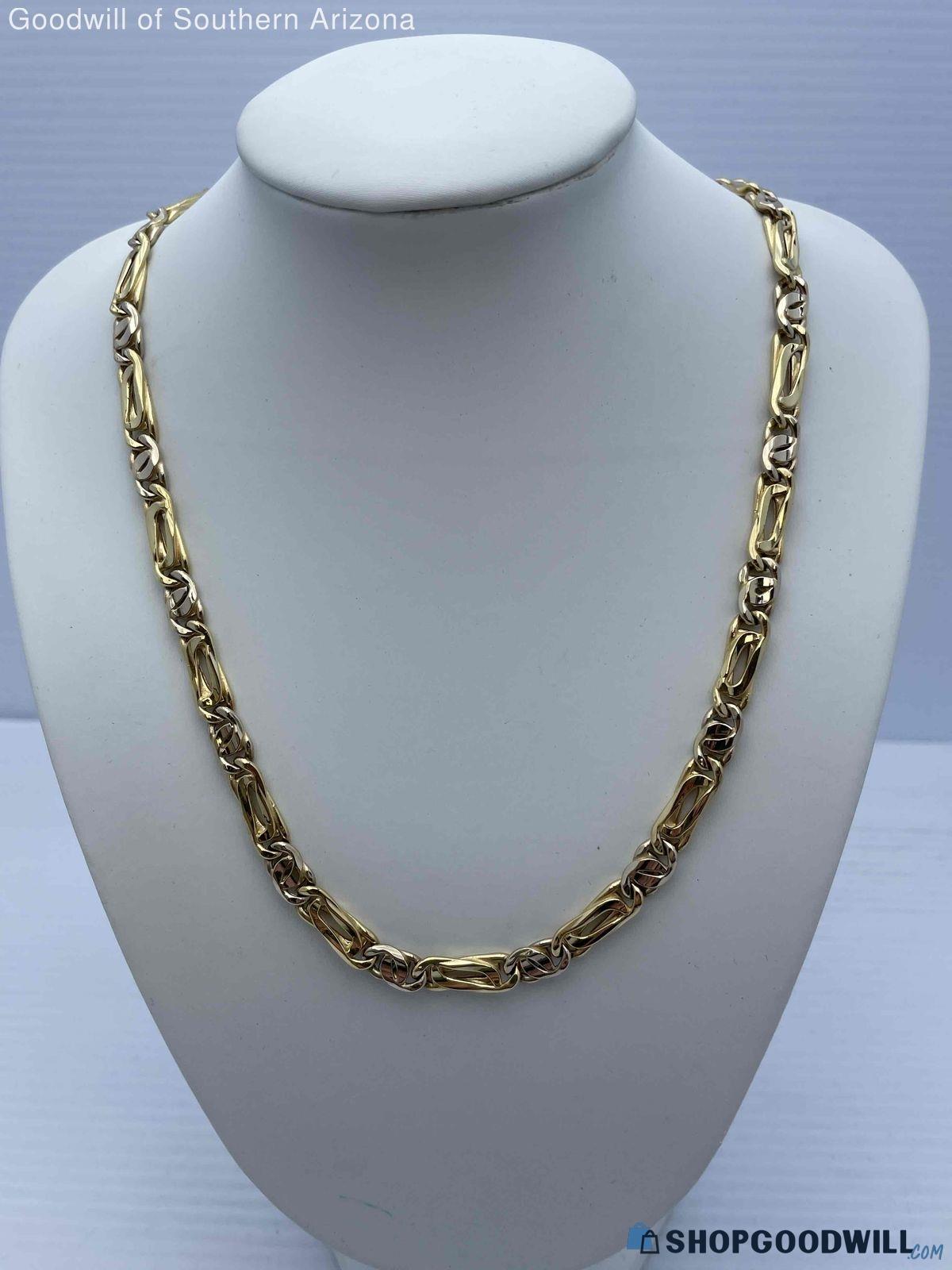 18K Yellow Gold Mancini Chain Necklace - 20.7g - shopgoodwill.com