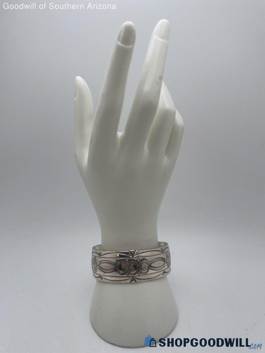 Sterling Silver Embellished Cuff Bracelet | ShopGoodwill.com