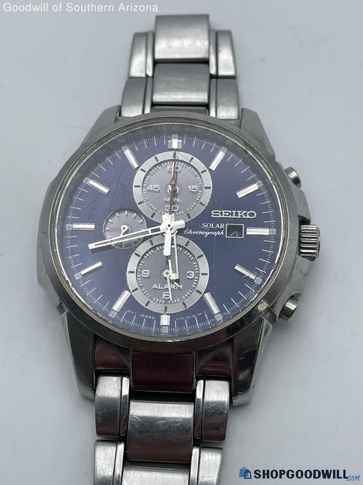 Seiko Solar Chronograph Watch V172-0AF0 *Works* - shopgoodwill.com