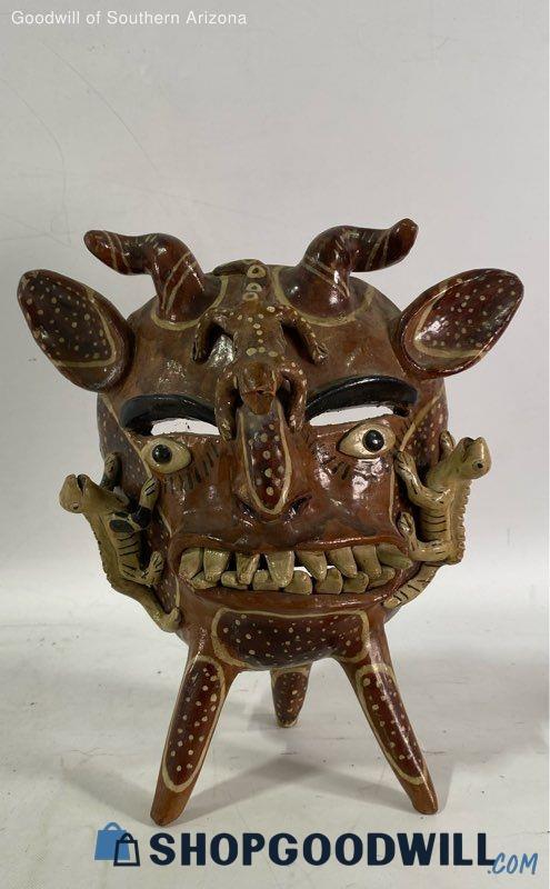 Pottery Clay Face With Lizards Mask | ShopGoodwill.com