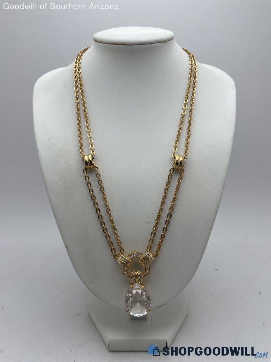 Swarovski Goldtone & Crystal Pendant Necklace | ShopGoodwill.com