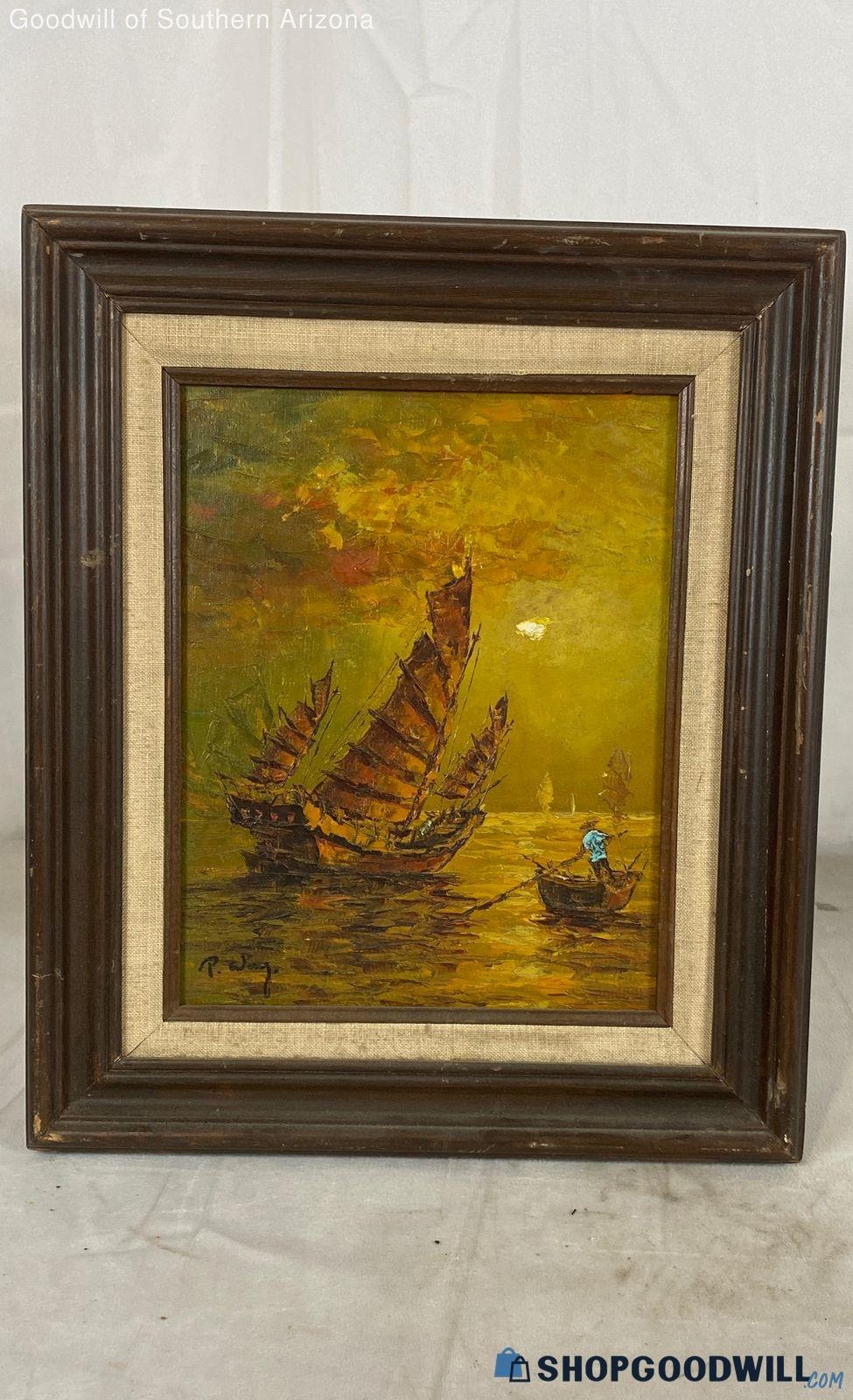 Signed Framed Oil Painting By P. Way | ShopGoodwill.com