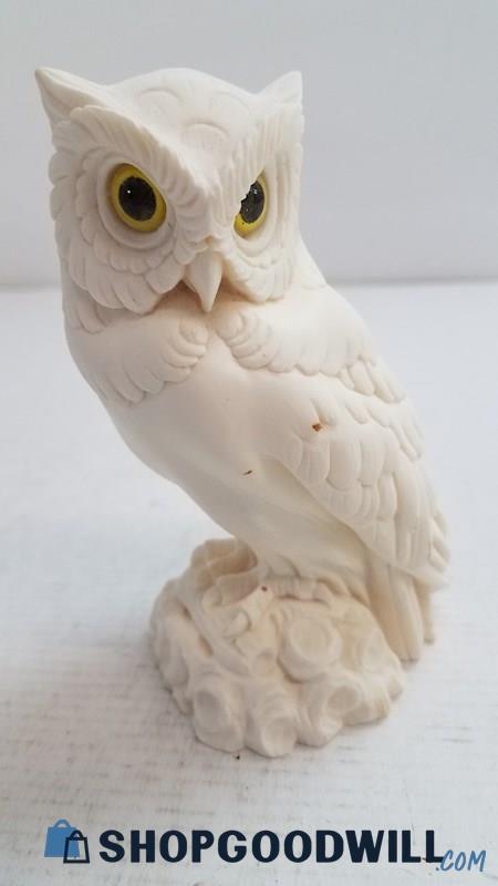 Hand Carved Horned Owl Statue Bonded Marble Signed - A. Giannelli ...