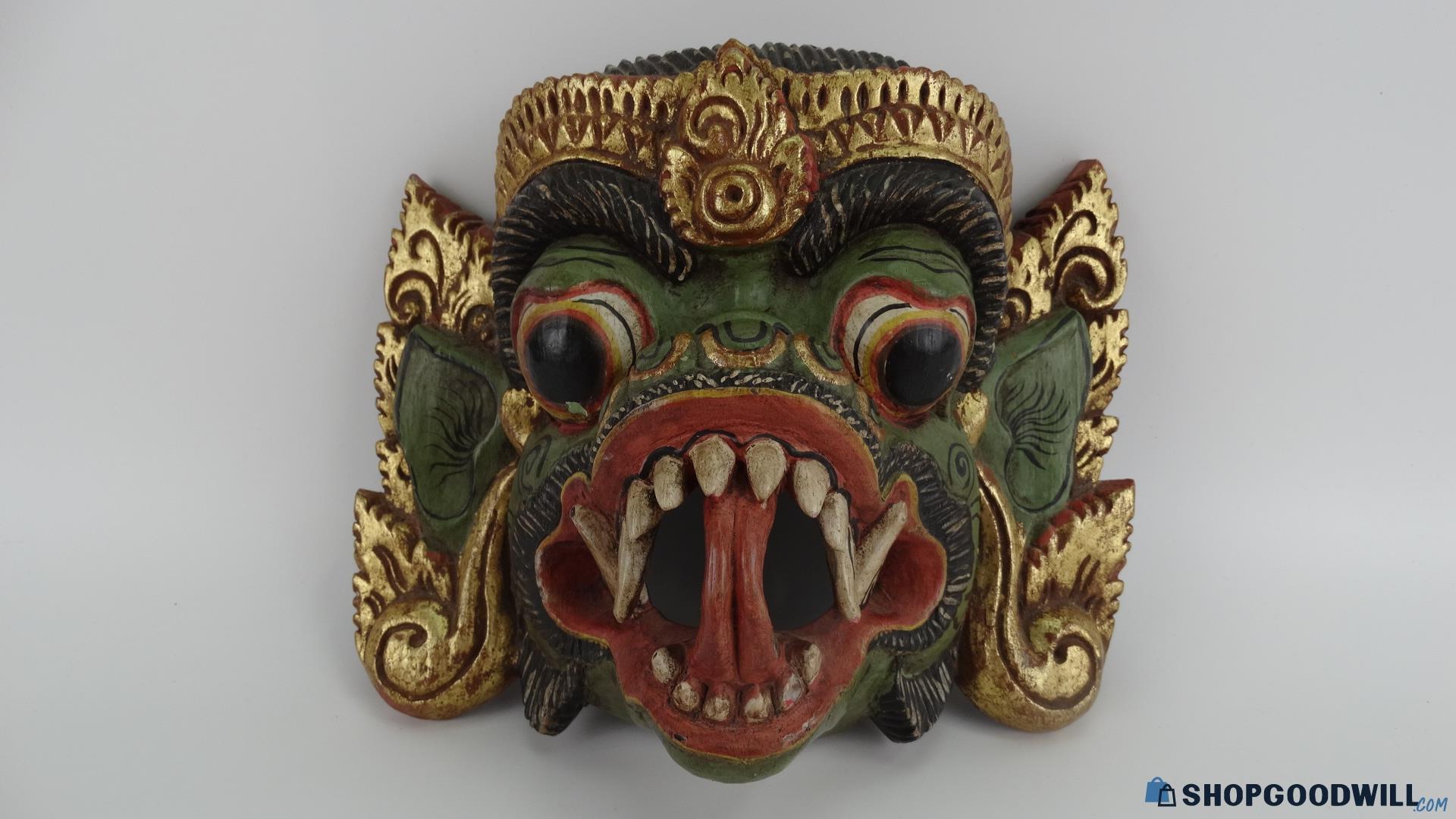 10'' x 8'' Carved Wooden Mask Made in Indonesia For Home Decor ...