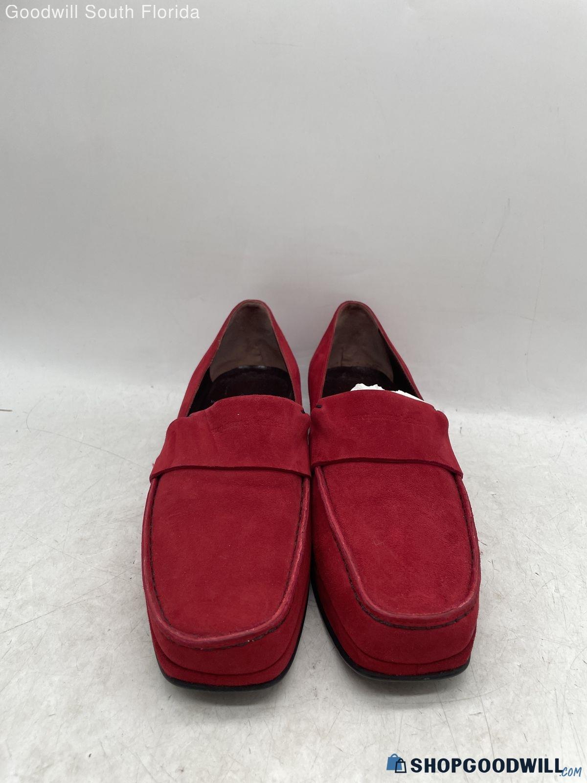 Stephane Kelian Womens Red Suede Slip On Platform Heel Loafer Shoes ...