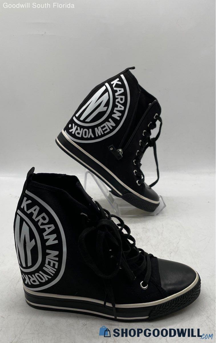 Dkny Donna Karan New York Womens Black White Side Zip Sneaker Shoes ...