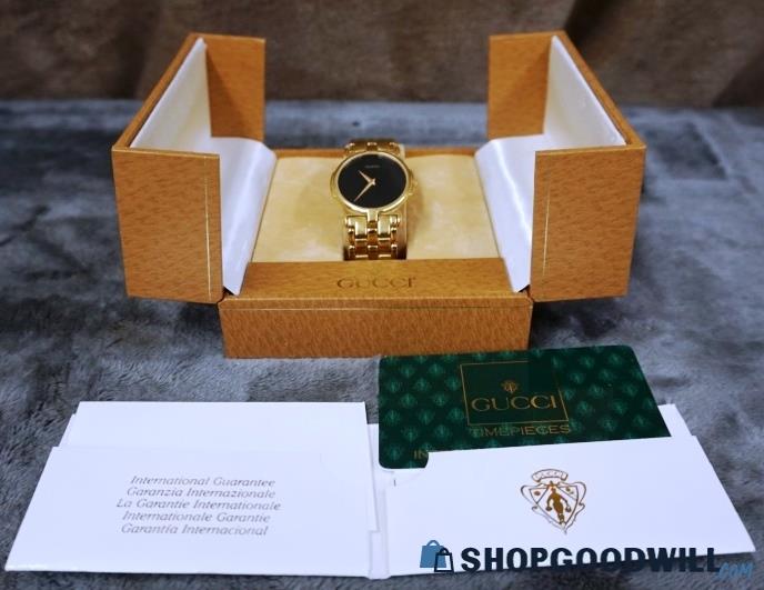 Gucci 3400M Swiss Made Gold Tone Watch W/ Box - shopgoodwill.com