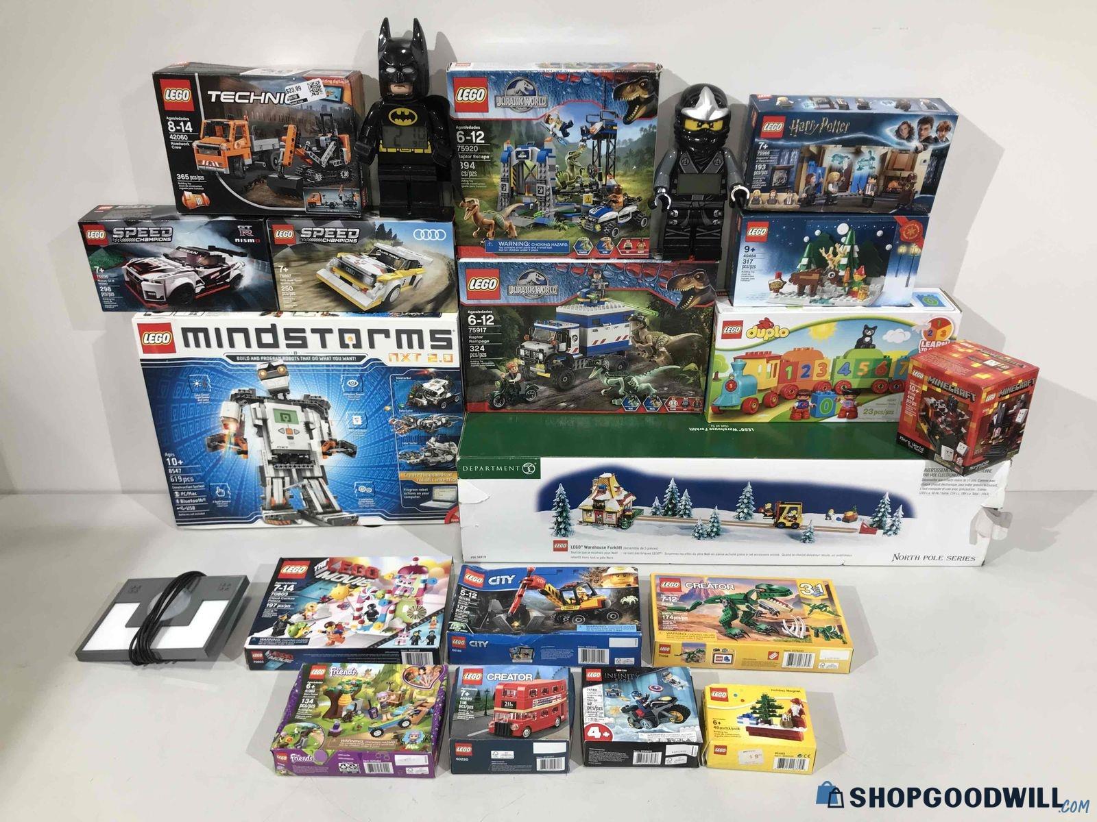 Lego Sets Lot Of 21 Incl. Jurassic World / Lego Clocks / Minecraft ...