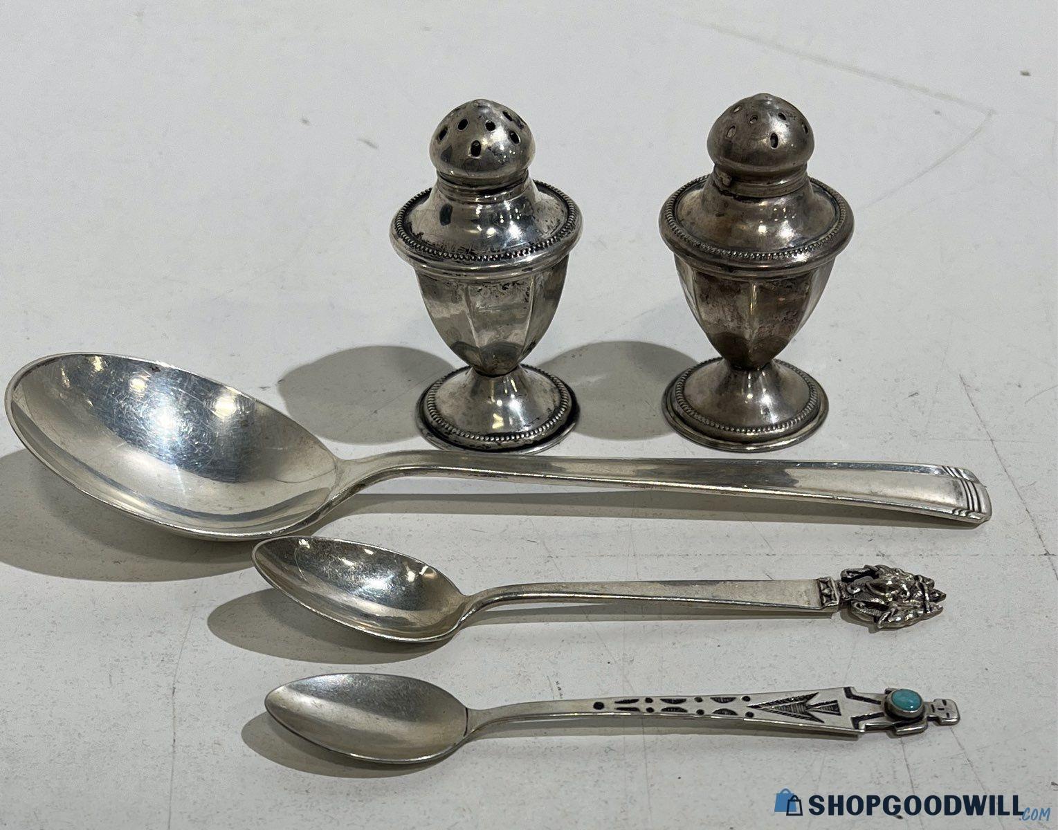 .925 Silver Tested Souvenir Spoons, Salt & Pepper Shakers & Westmorland ...