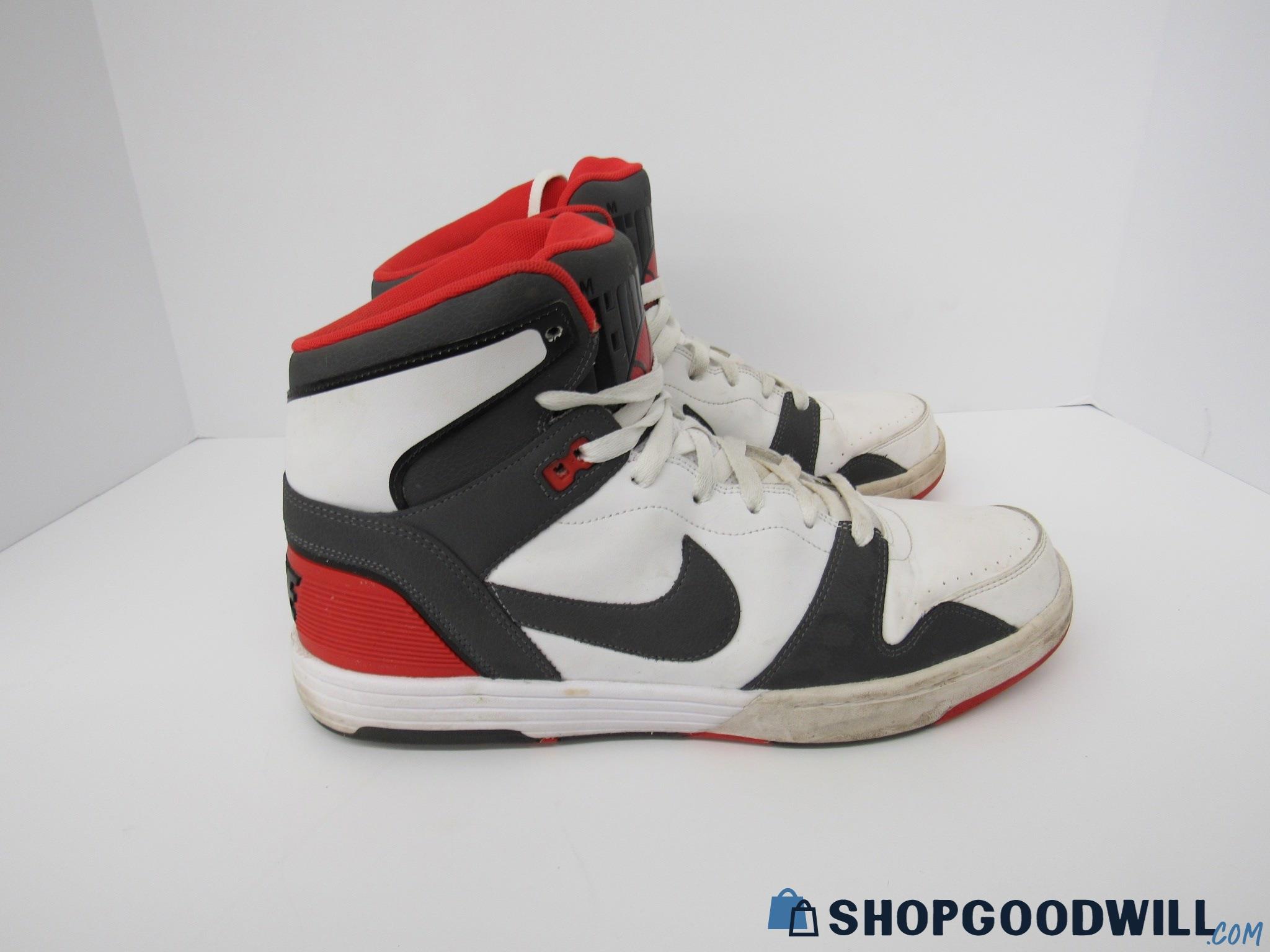 Nike Mach Force Size 12 White, Gray & Red Mid-top Basketball Shoes ...