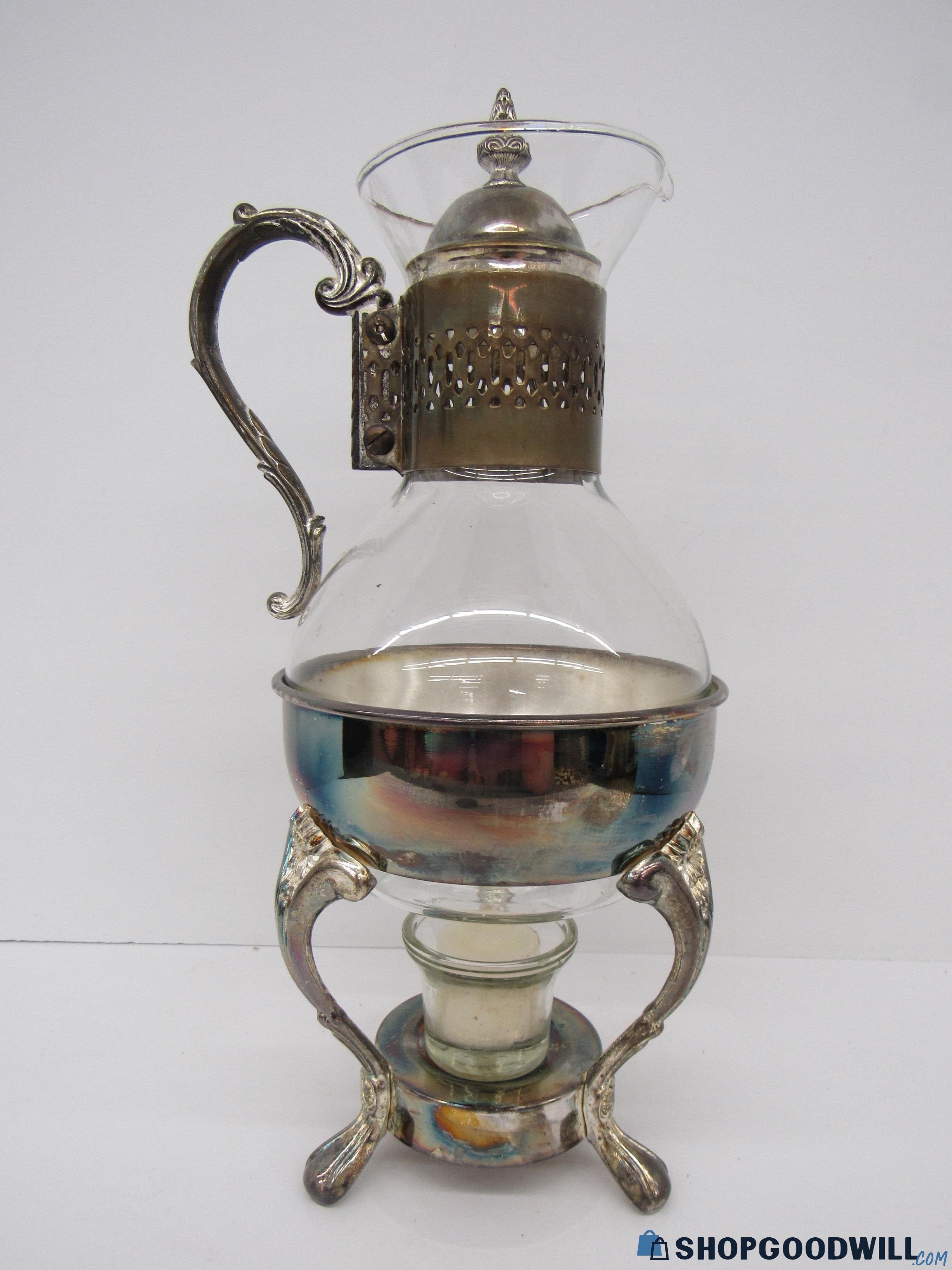 Vintage Silver Plated Ten Cup Carafe with Warmer & Candle ...