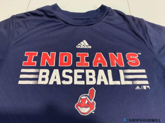 Adidas Cleveland Indians Baseball Shirt Navy Youth Medium