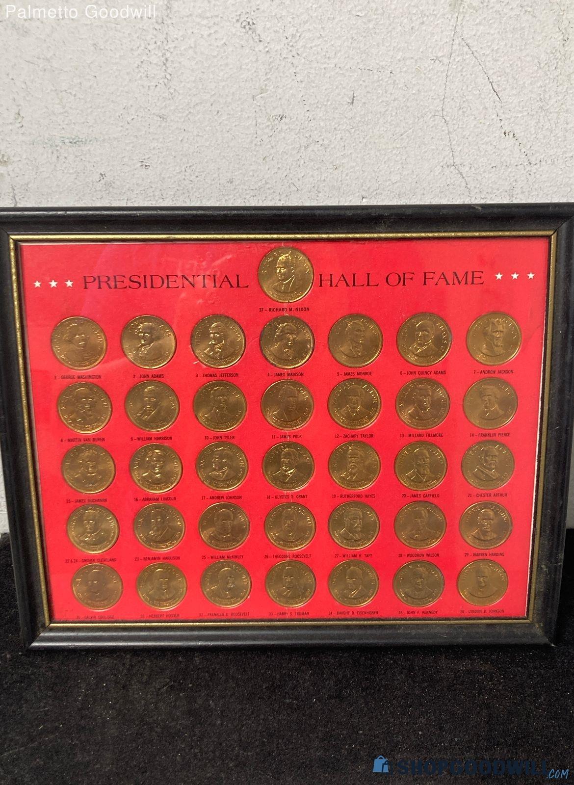 Framed Presidential Hall Of Fame Coin Collection | ShopGoodwill.com