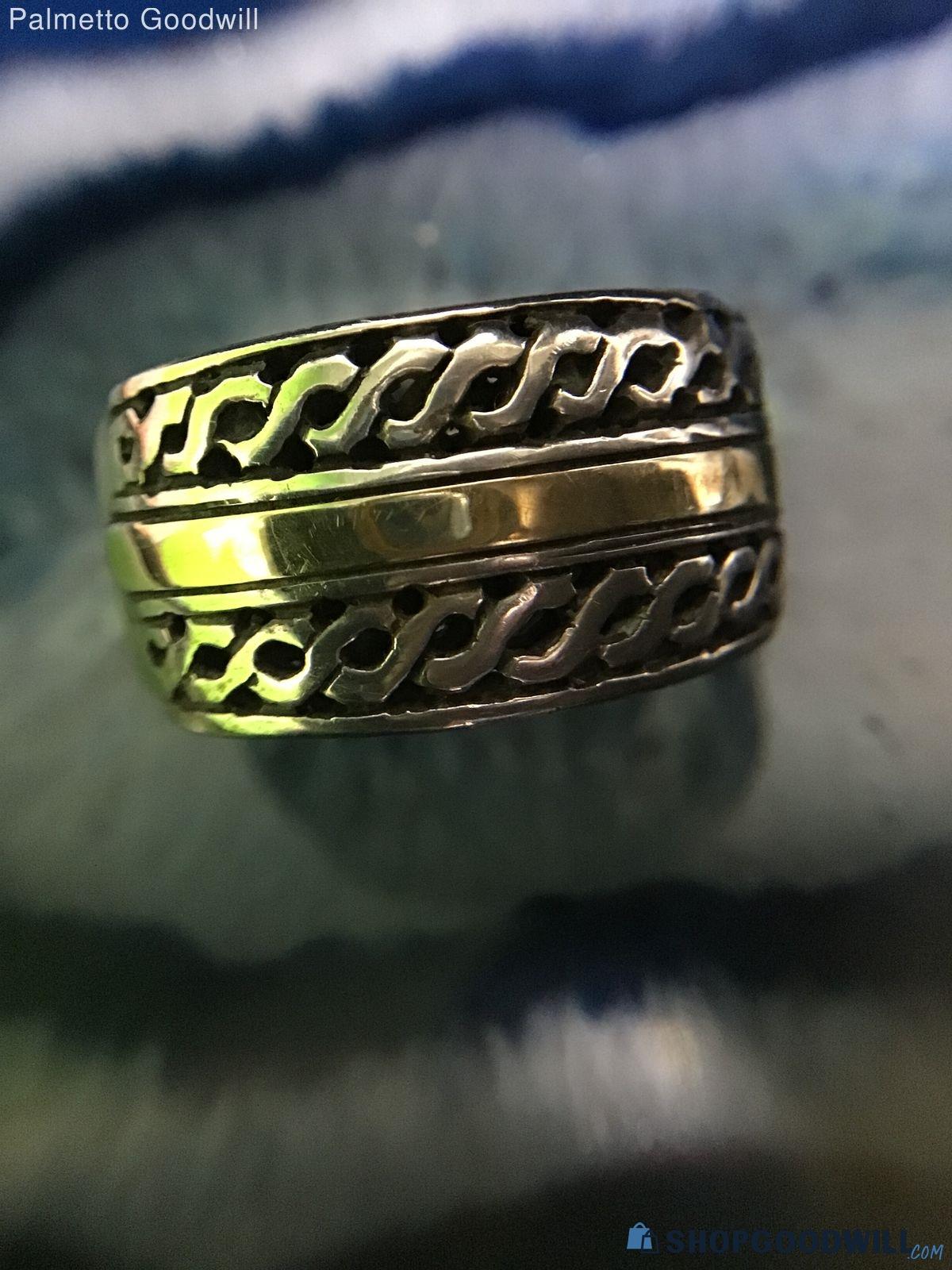 925/14k Silver with Gold Inlay Ring 8.29g - shopgoodwill.com