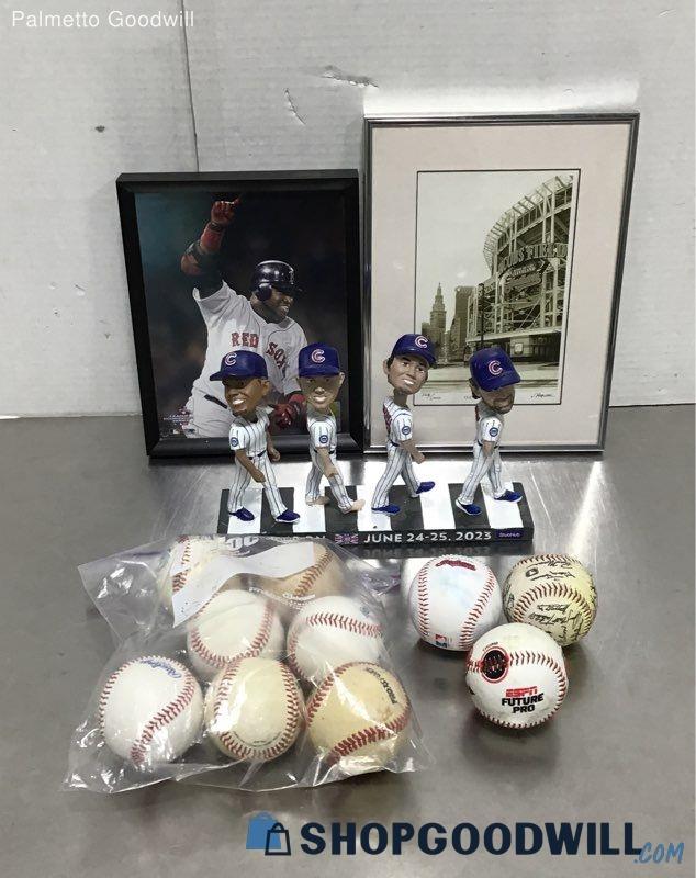 Lot Of Baseball Collectibles Framed Photos Bobbleheads Baseballs ...