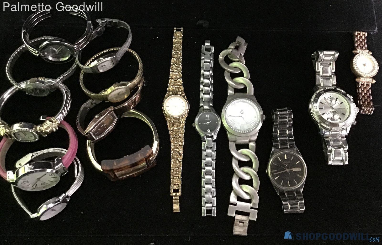 Lot of 15 Metallic Watches - shopgoodwill.com