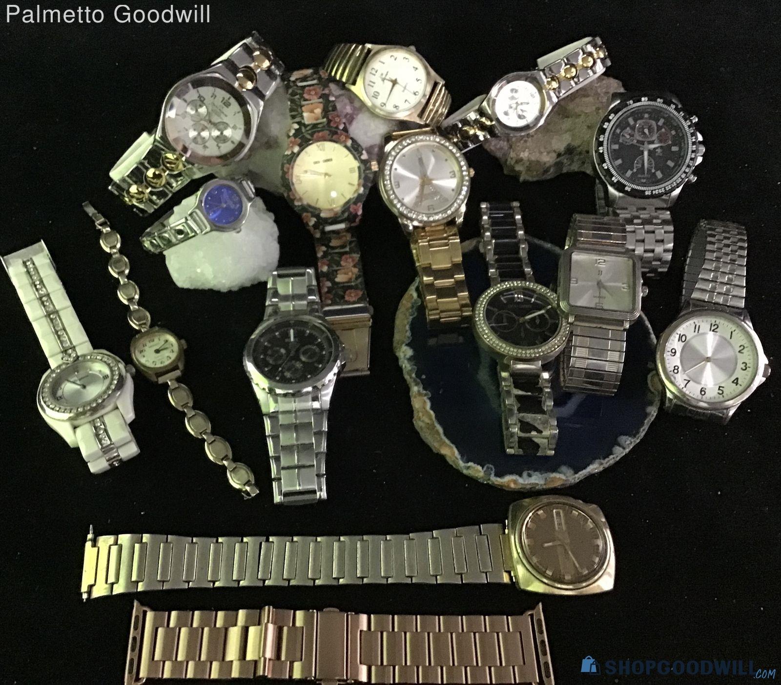 Lot of 15 Metallic Watches - shopgoodwill.com