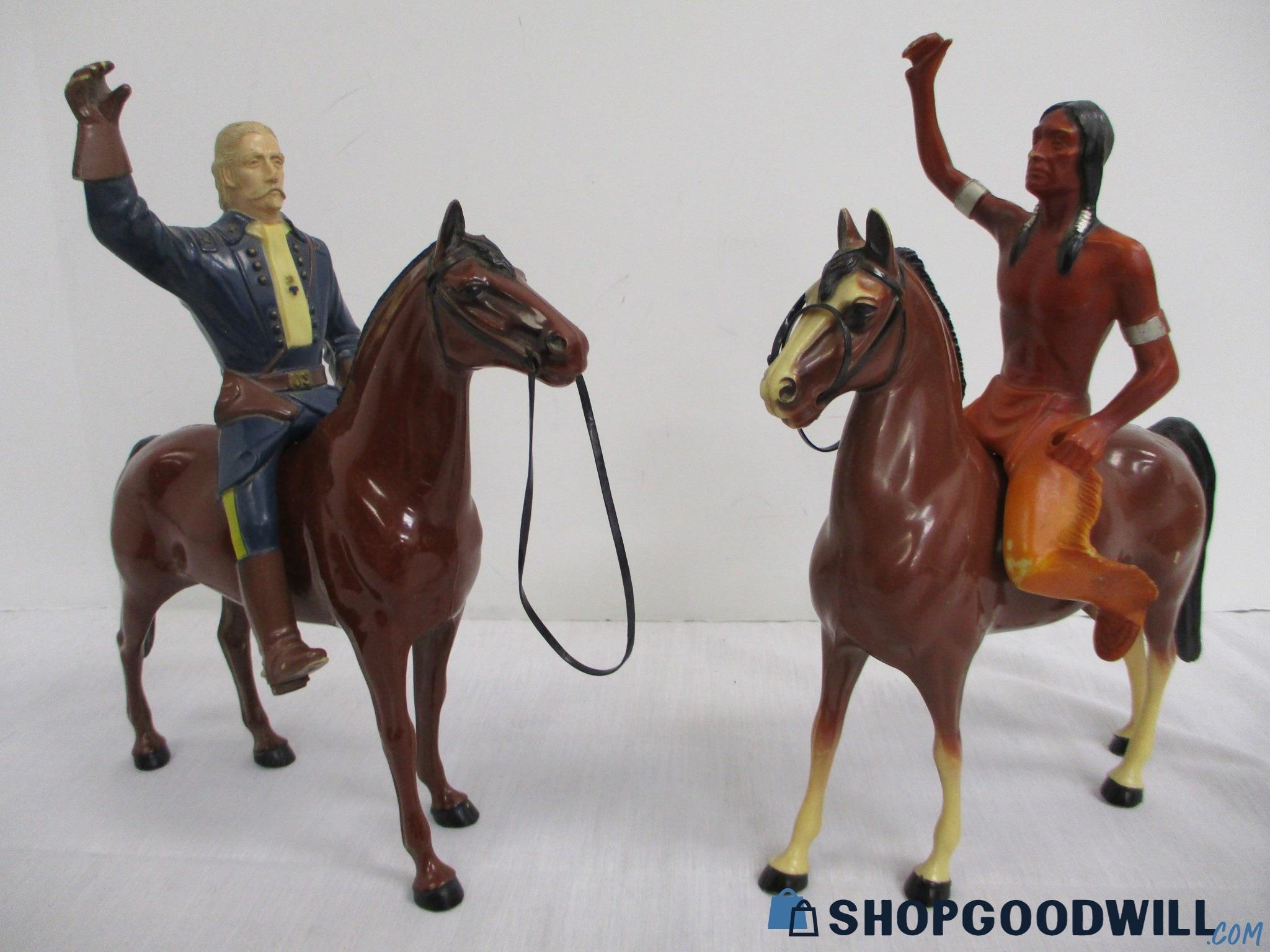 Vintage Mid Century Lot Of Hartland Plastics Cowboy & Indian W/ Horses ...