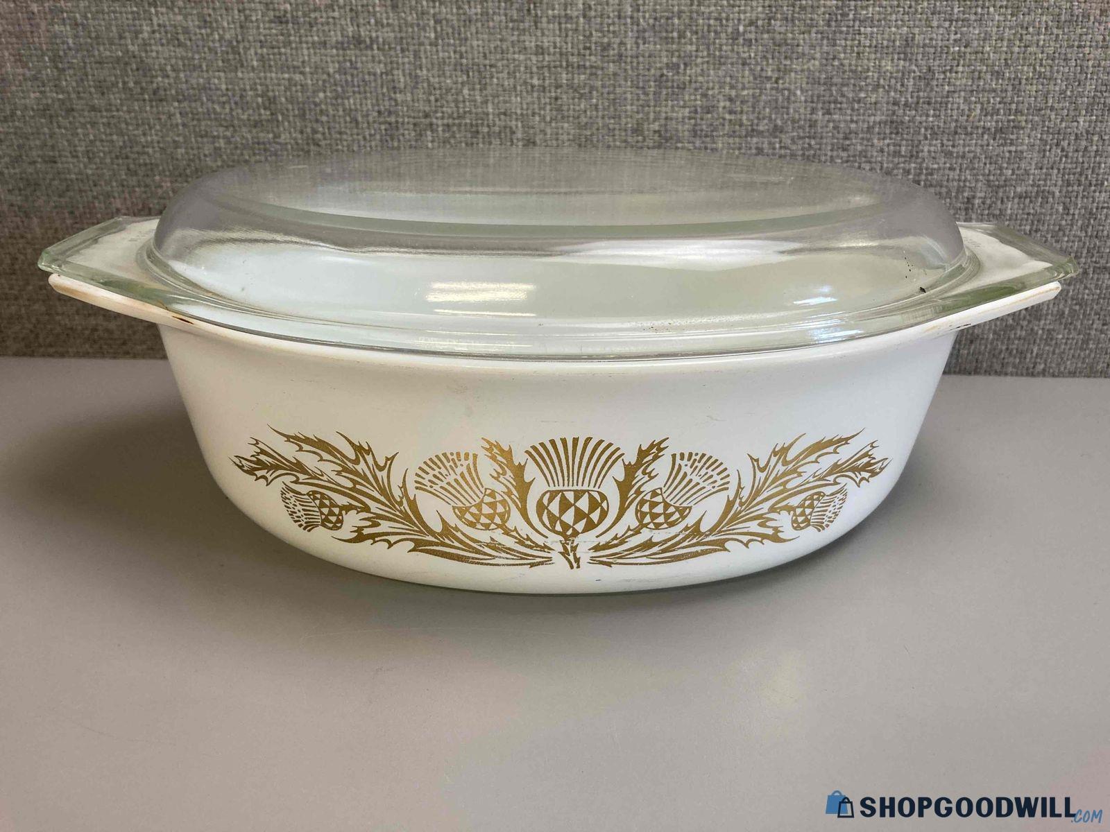 Vintage Pyrex Golden Thistle Promo Pattern 2.5 Qt Lidded Casserole ...