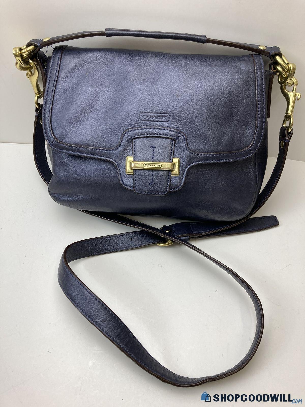 Coach F25206 Periwinkle Taylor Leather Flap Shoulder Bag - shopgoodwill.com