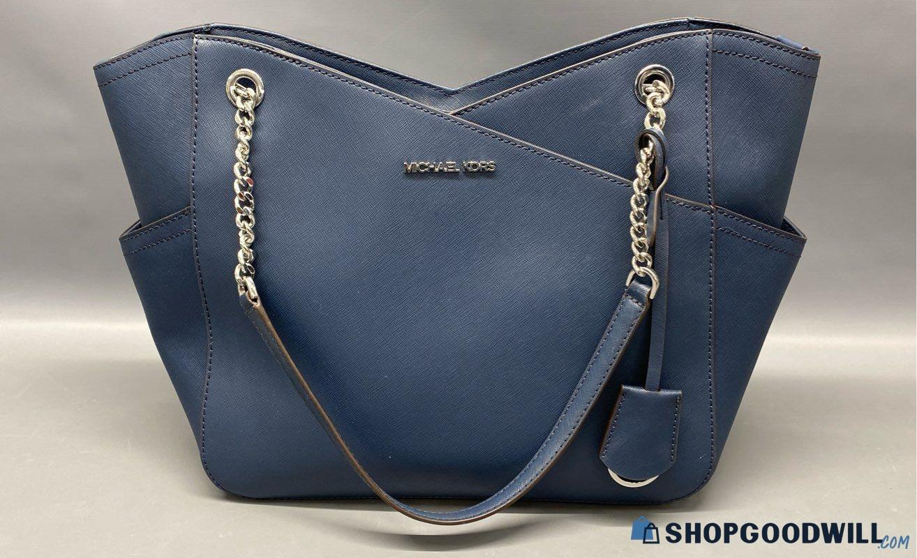 Michael Kors Blue Saffiano Leather Scalloped Edge Handba ShopGoodwill Com