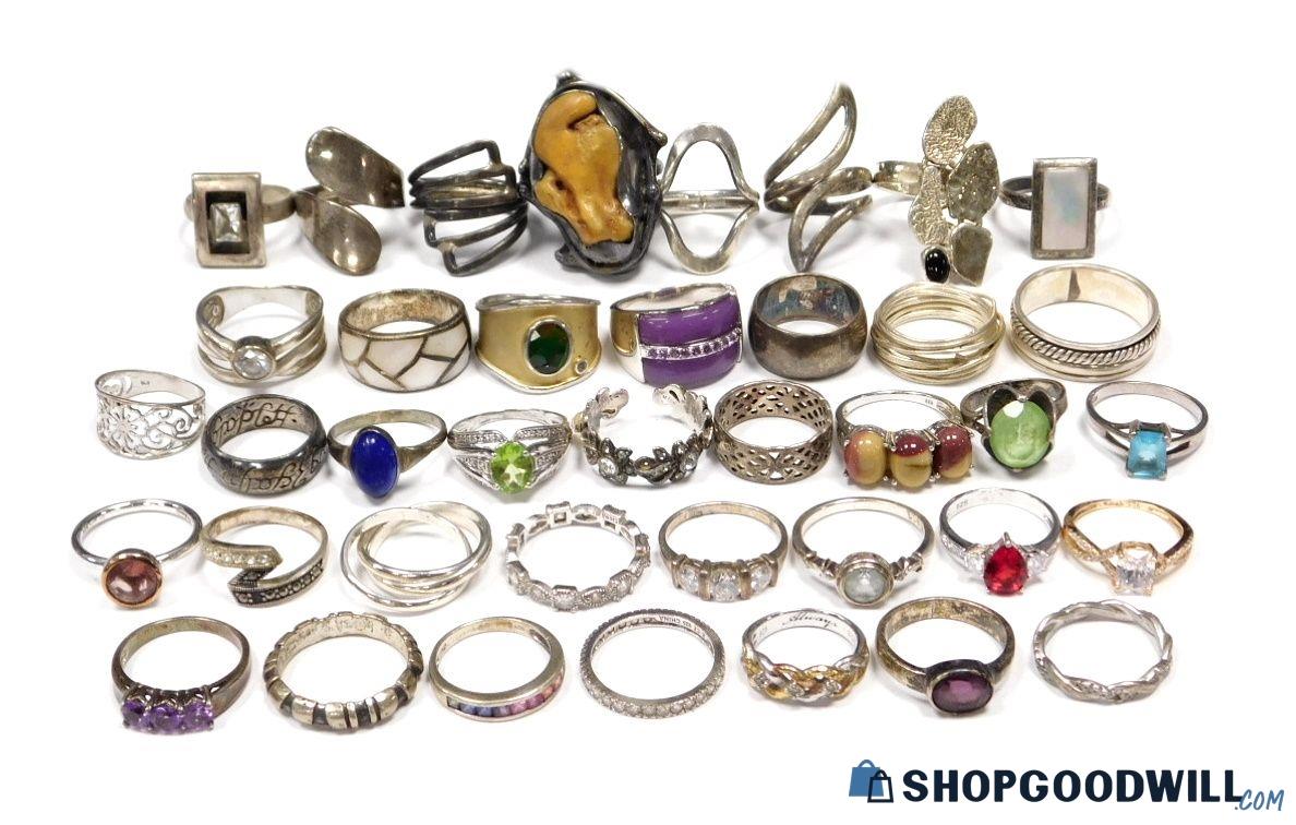 Lot of 925 Silver Rings - 194 grams - shopgoodwill.com