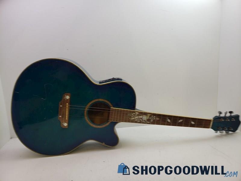 Galveston Acoustic Electric Blue Guitar Needs Tlc | ShopGoodwill.com