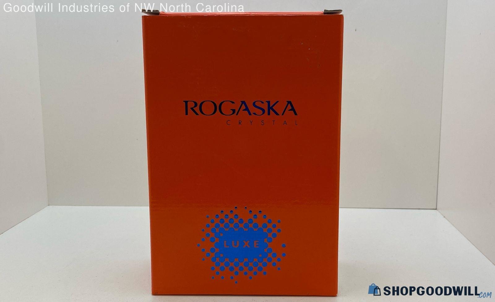 Rogaska Crystal Blue Champagne Flutes Set W  Box 