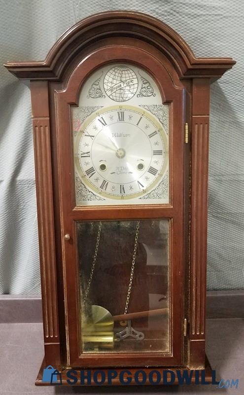 Waltham 31 Day Chime Manual Wooden Wall Clock Untested For Parts ...