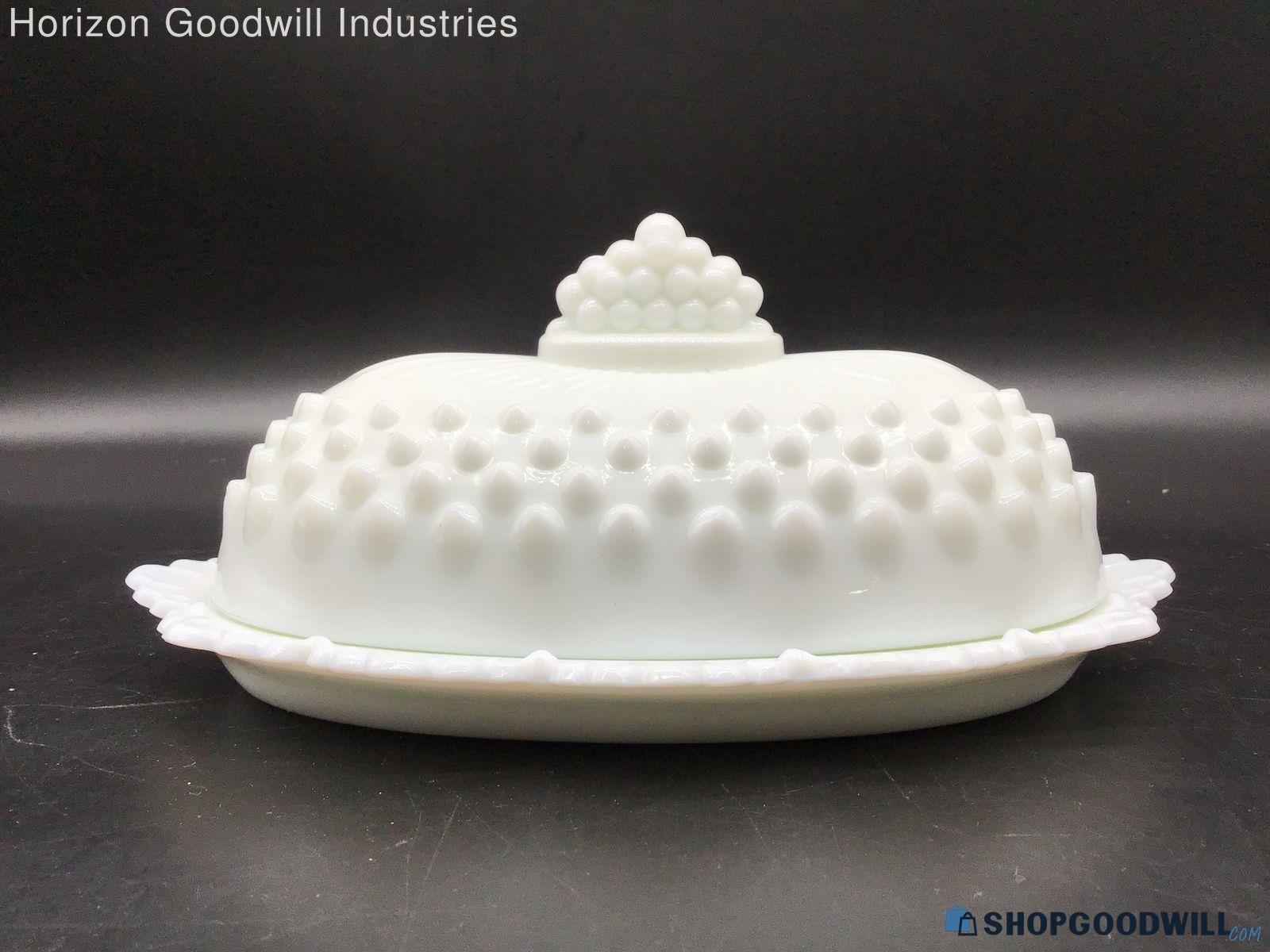 Fenton Vintage Hobnail Milk Glass Butter Dish 2583