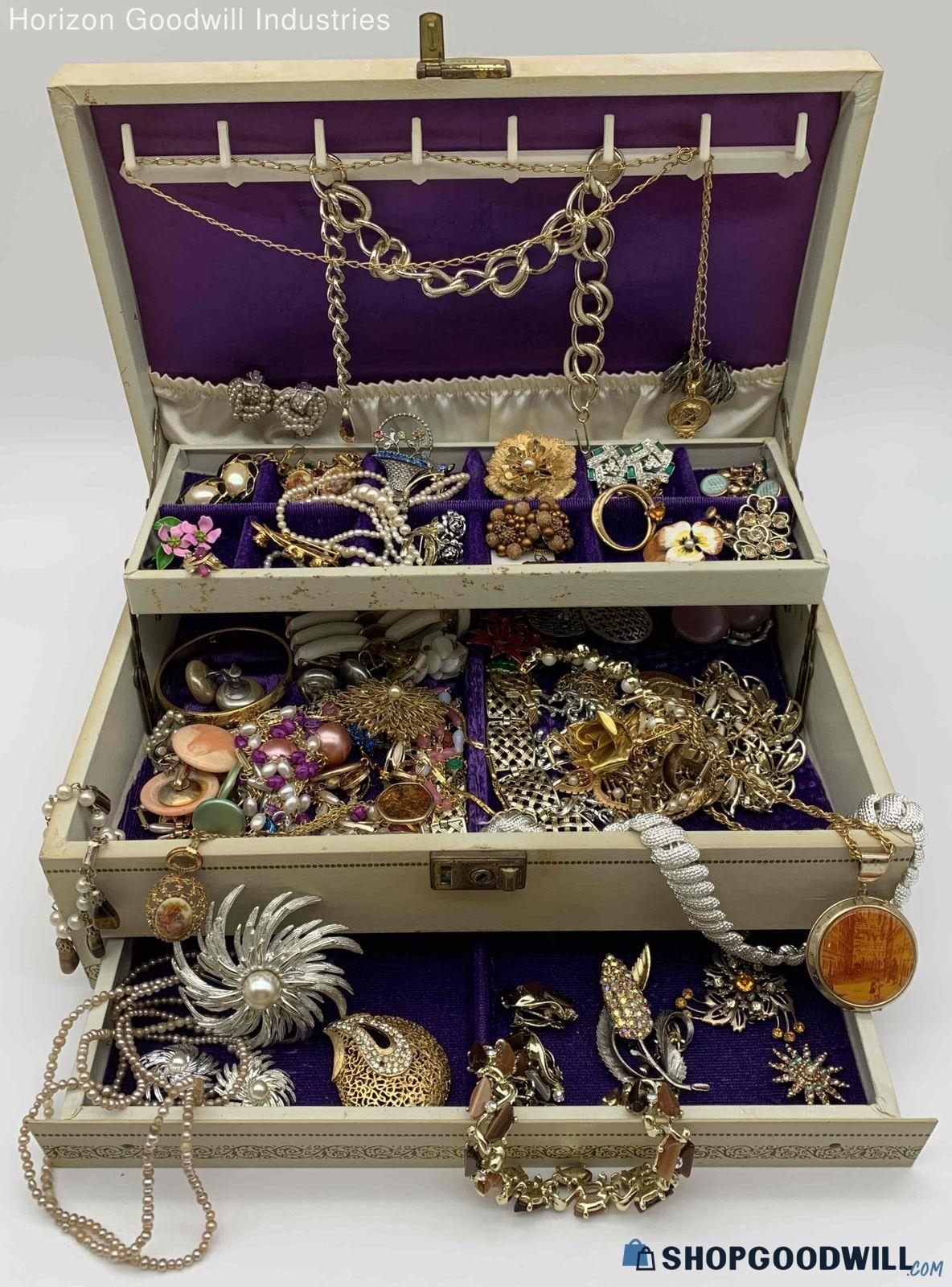 Grandma's Jewelry Box Packed w/ VNTG Costume Jewelry Lot - shopgoodwill.com