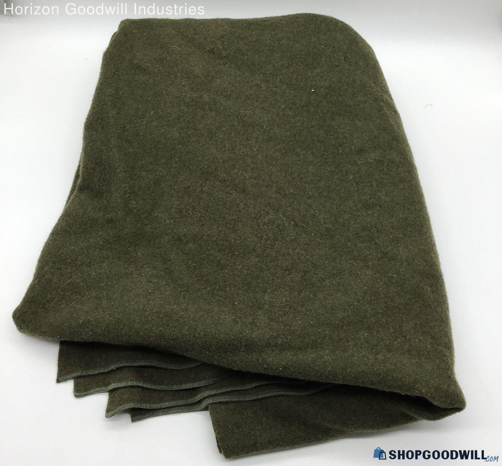 U.S. Military Issued Army Green Wool Blanket 75