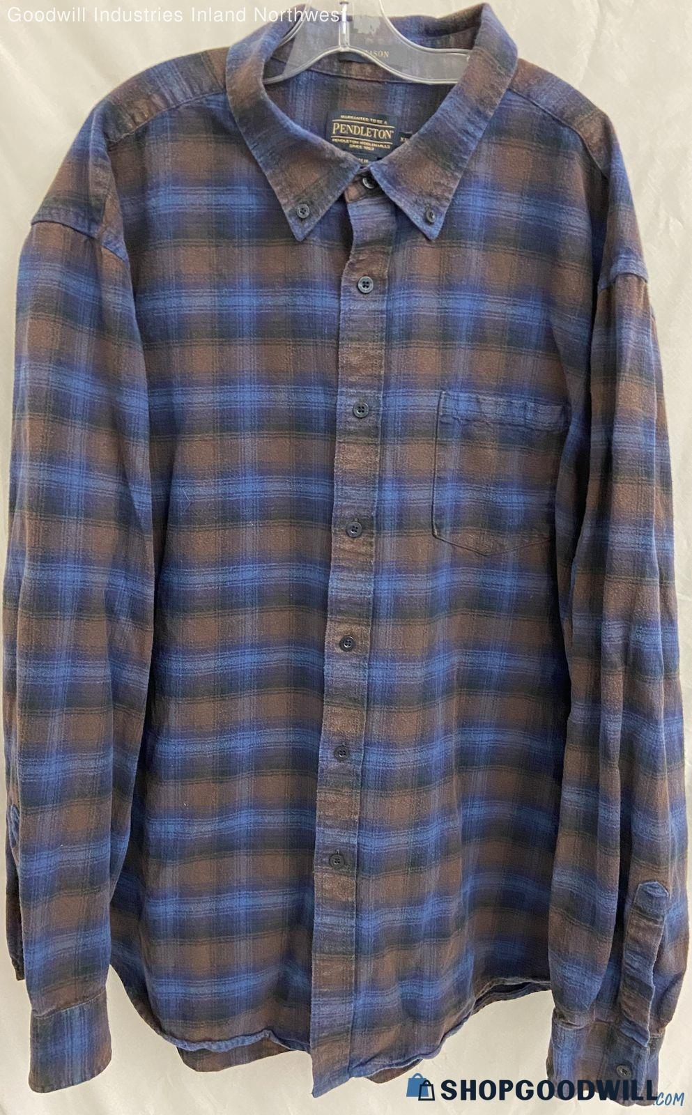 Men's Pendleton Mason Line Blue 100% Cotton Flannel Size Xxl Rn# 29685 ...