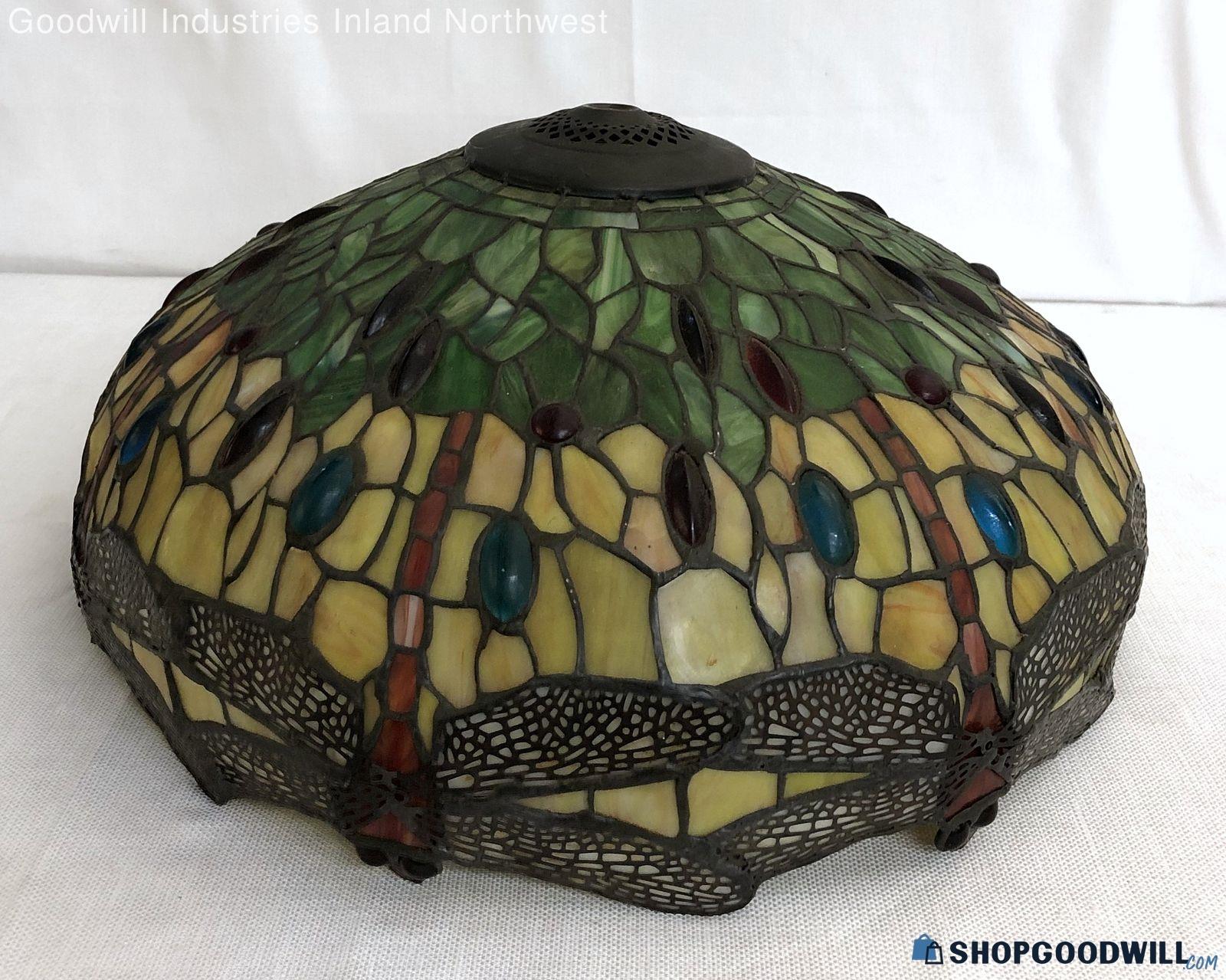 Vintage Dragonfly Stained Glass Lamp Shade - shopgoodwill.com