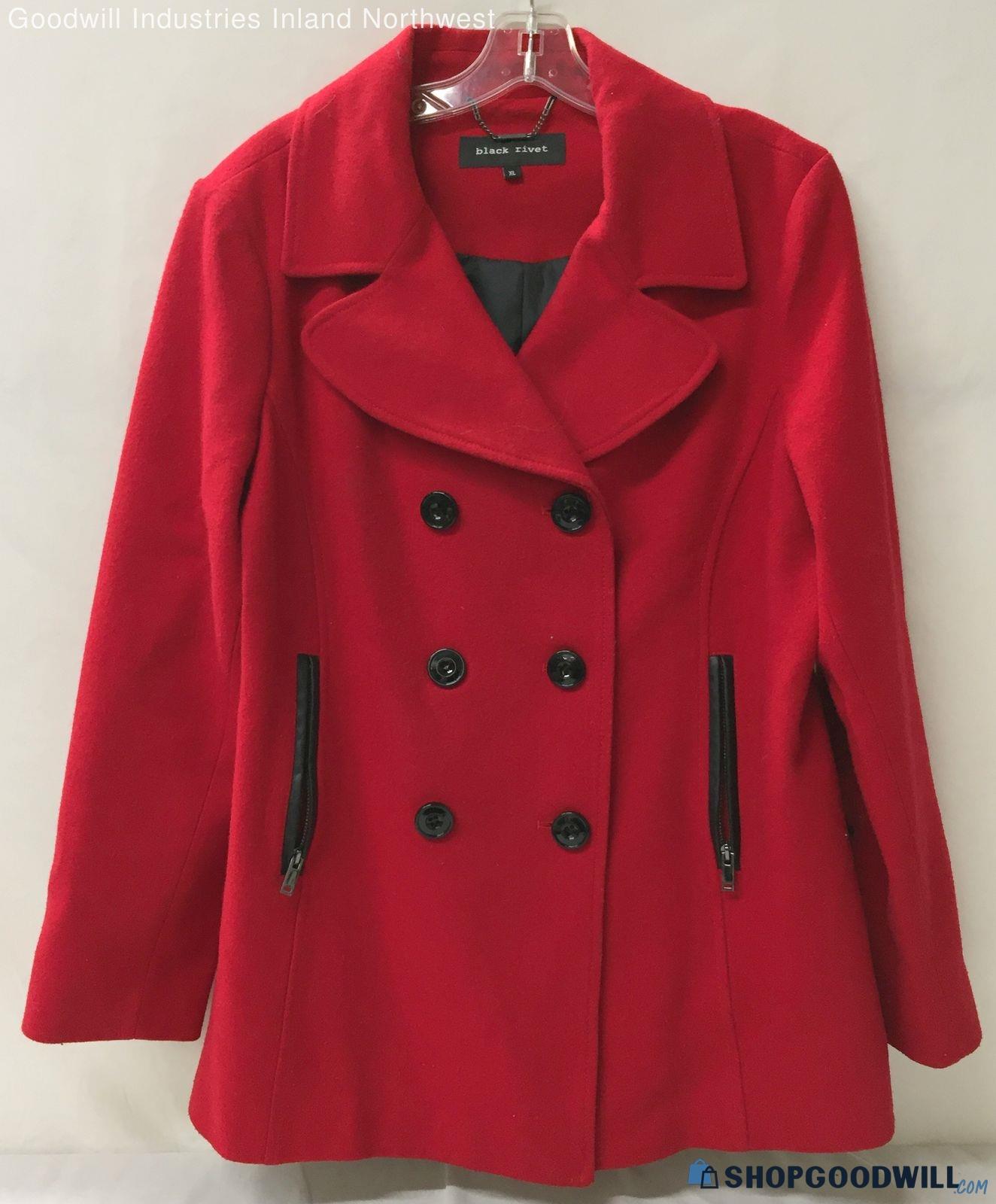 Women's Black Rivet Red Wool Blend Jacket Size Xl | ShopGoodwill.com