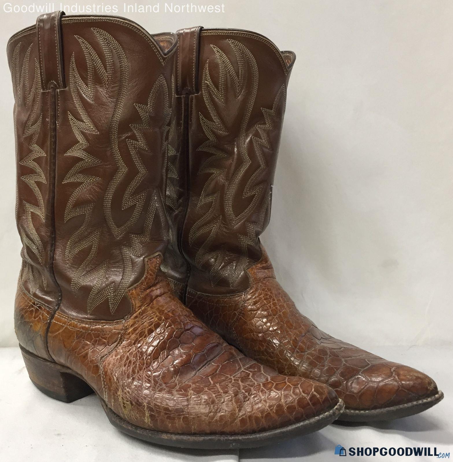 Men's Juston Brown Western Boots Size 11.5D - shopgoodwill.com